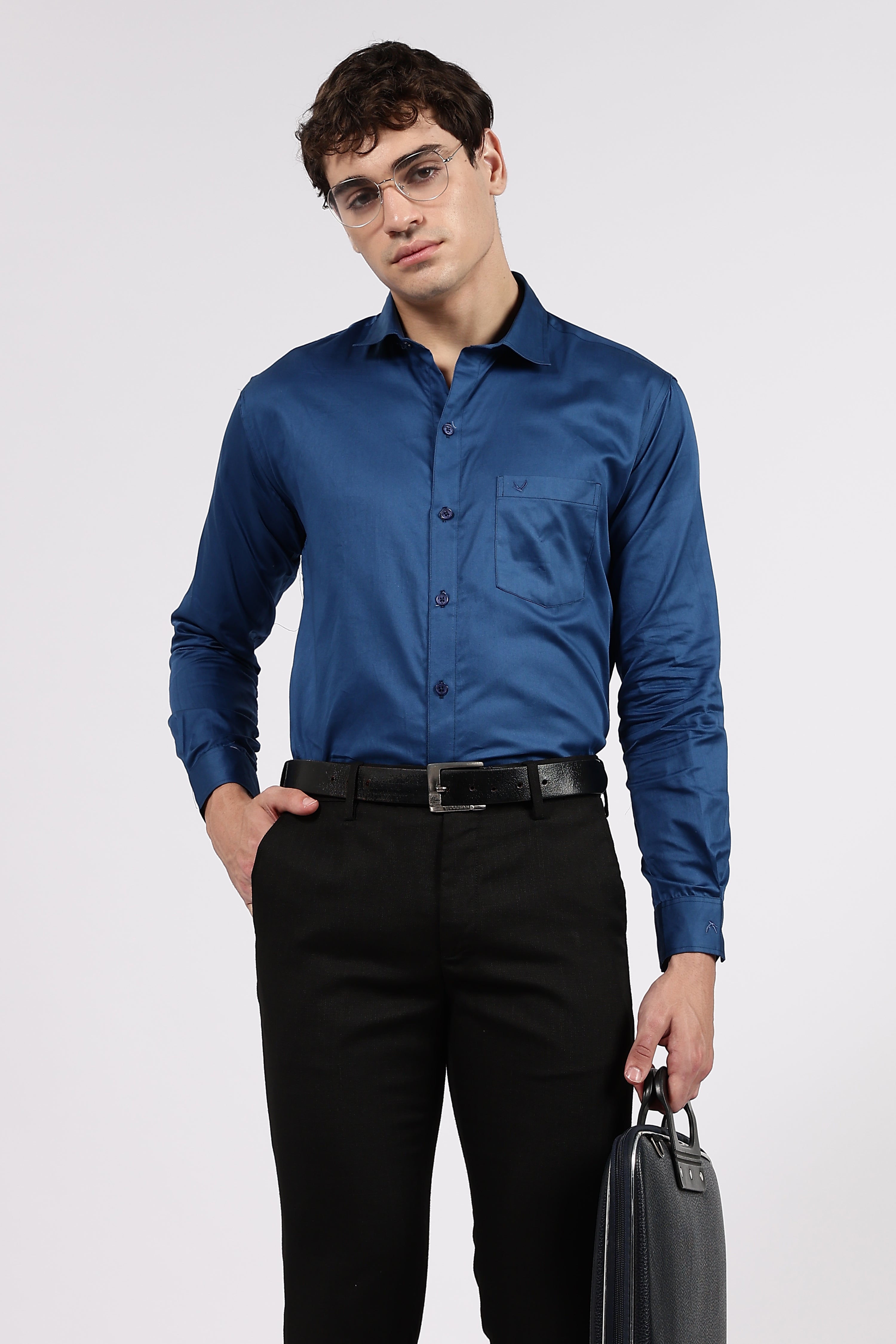 Men’s Teal Blue Premium Cotton Formal Shirt