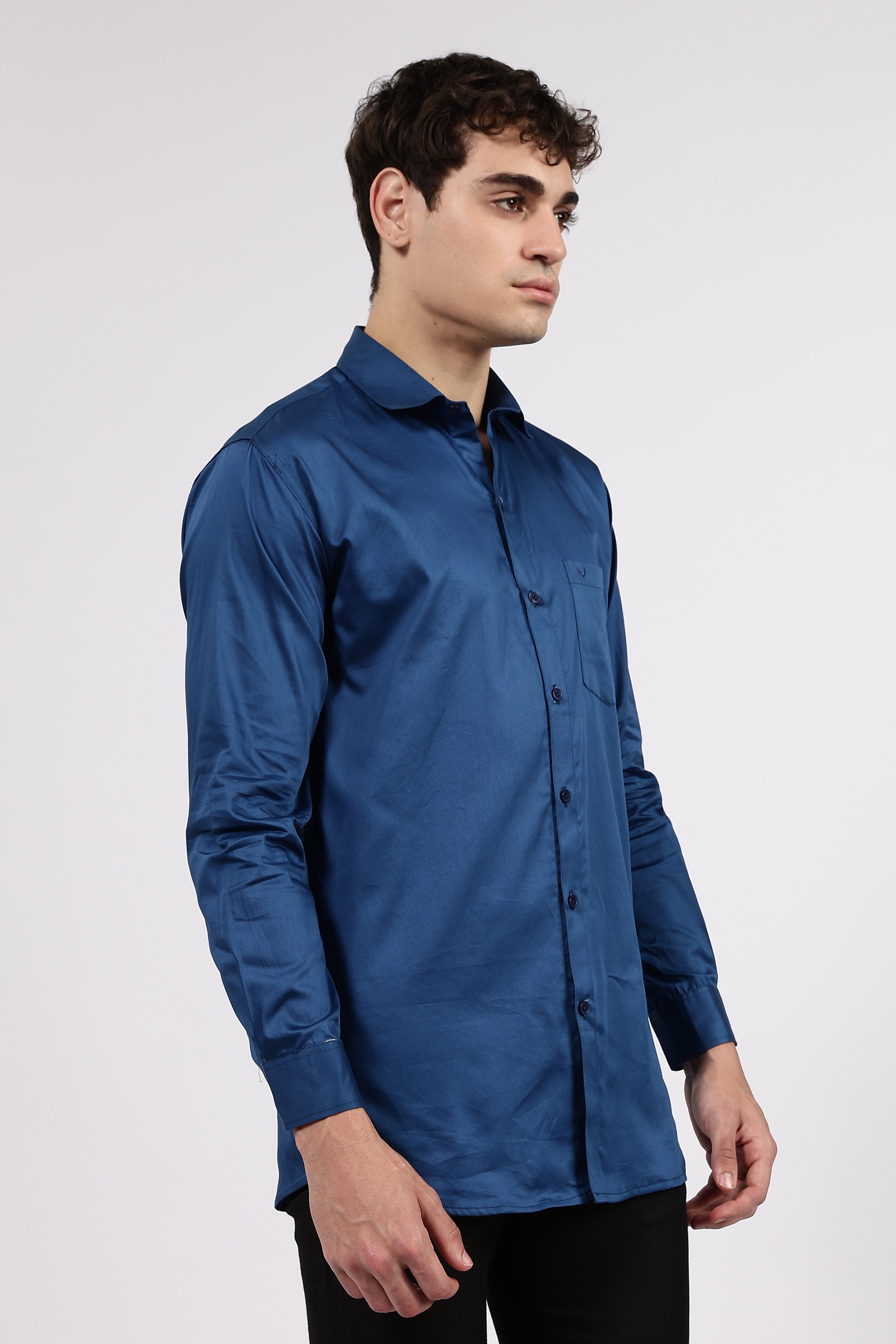 Men’s Teal Blue Premium Cotton Formal Shirt